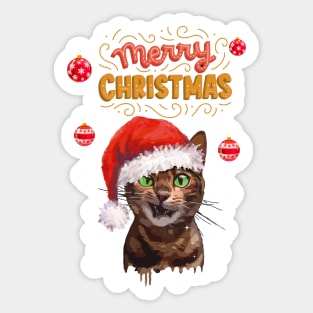 Funny cat face meow Christmas humor, merry Christmas Sticker